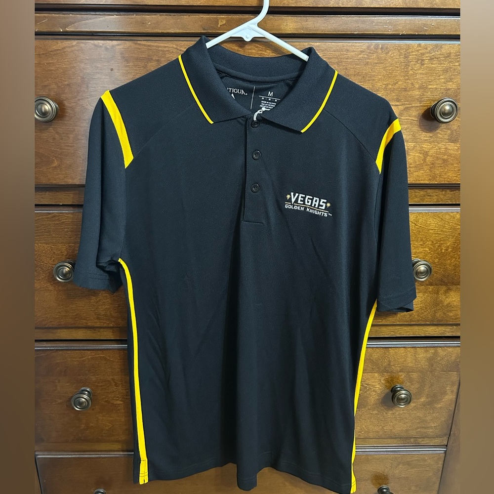 NWT Antigua Black and Yellow Vegas Golden Knights Polo Shirt